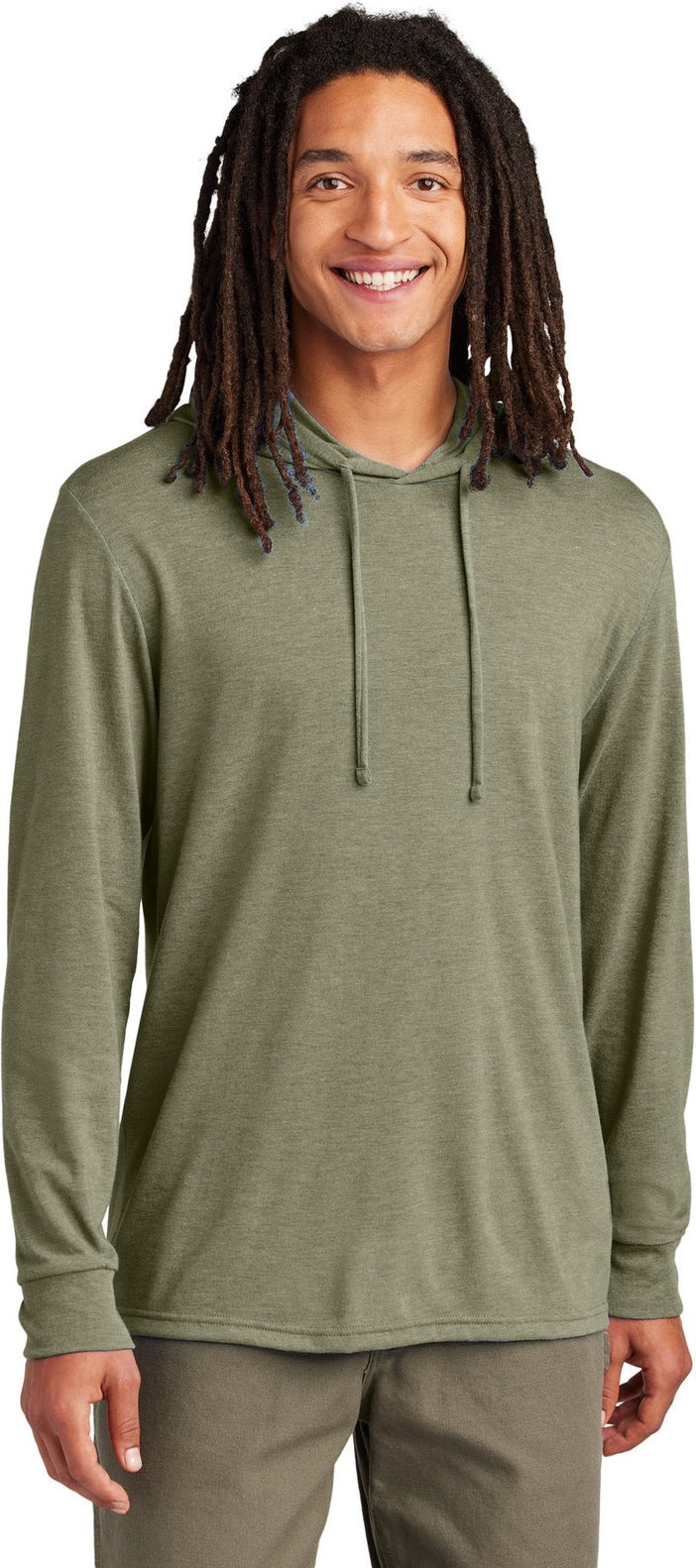 Front View of OliveYouGn Allmade Unisex Tri-Blend Hoodie Tee AL6003