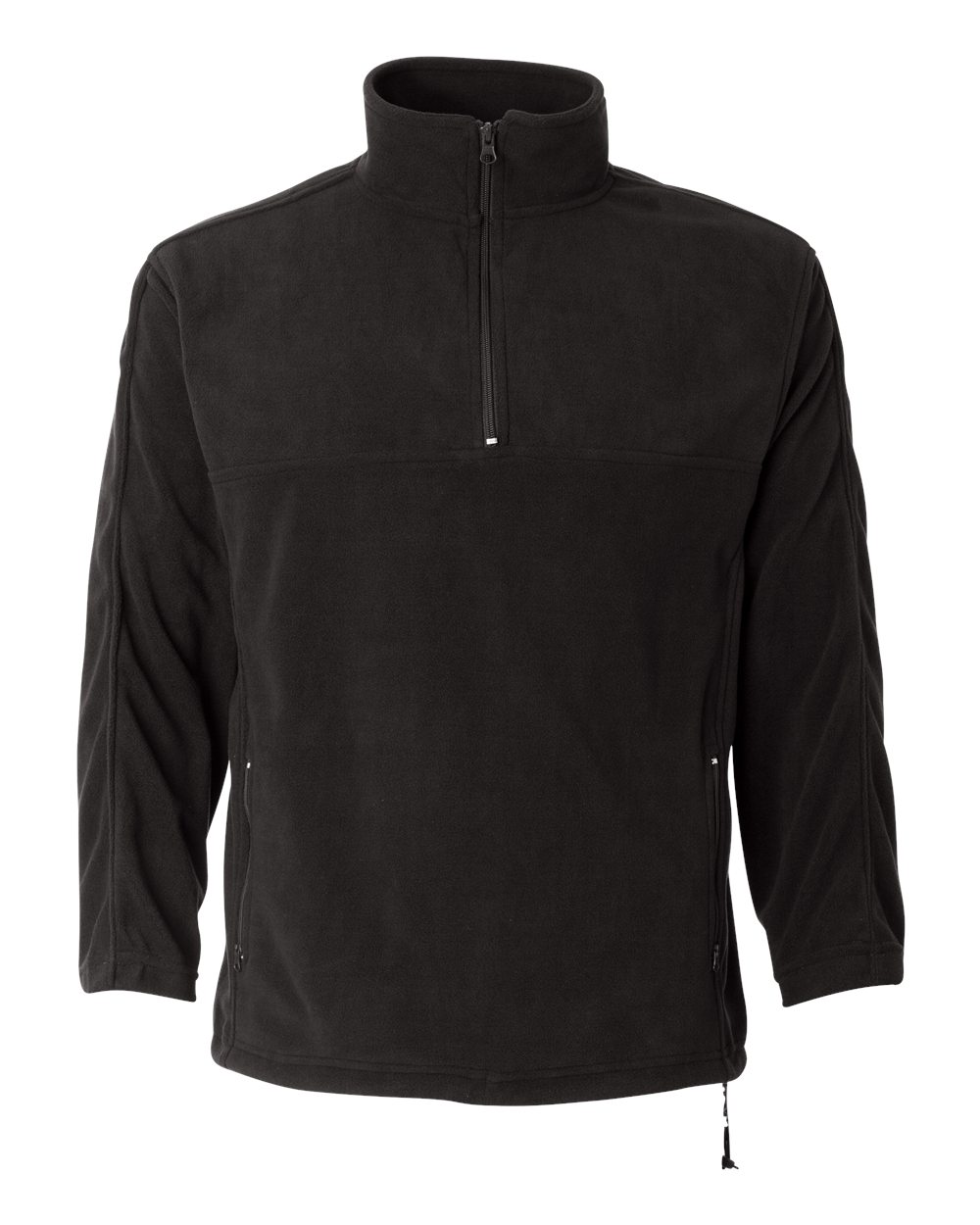 Front View of Onyx Black Microfleece Quarter-Zip Pullover - 3351