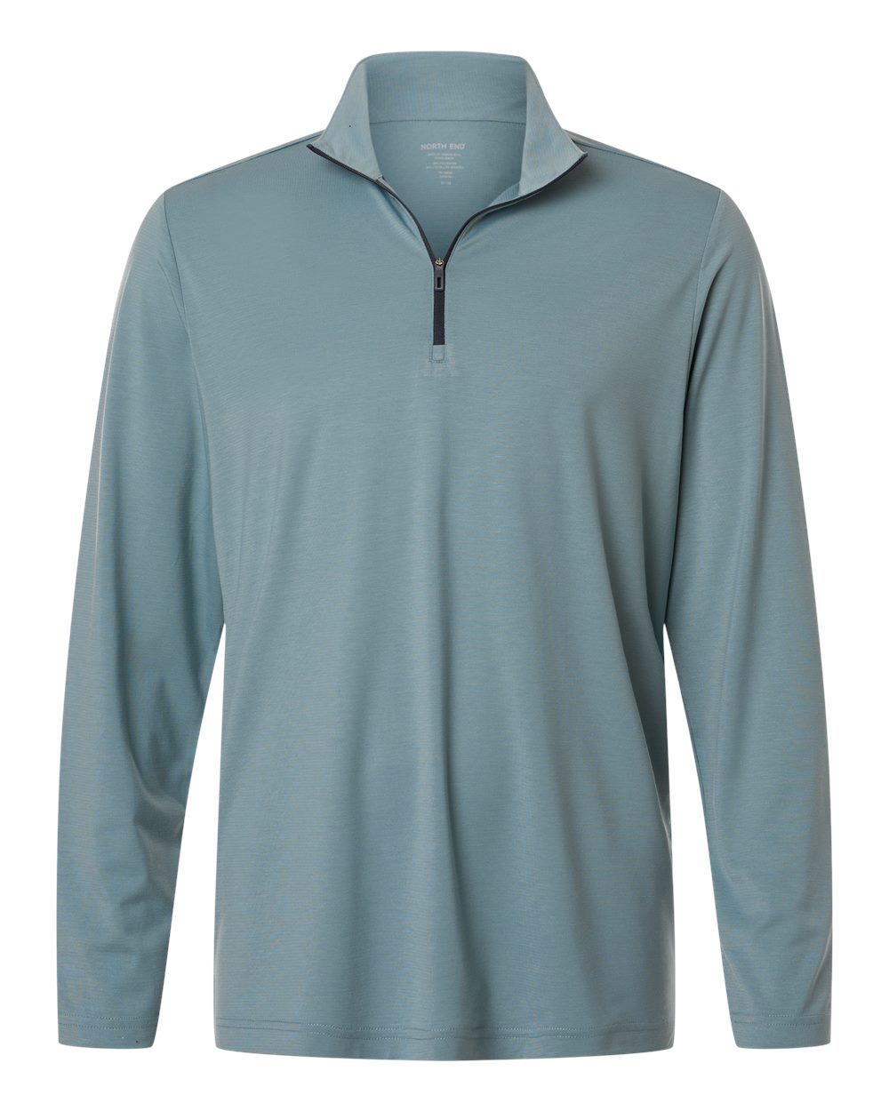 Front View of Opal Blue/ Carbon Men's JAQ Stretch Performance Quarter-Zip - NE405 plain