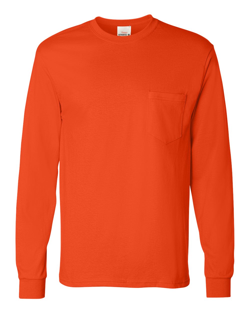 Orange Authentic Long Sleeve Pocket T-Shirt - 5596