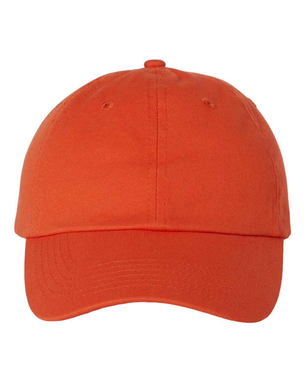 Front View of Orange Bio-Washed Classic Dad Hat - VC300A