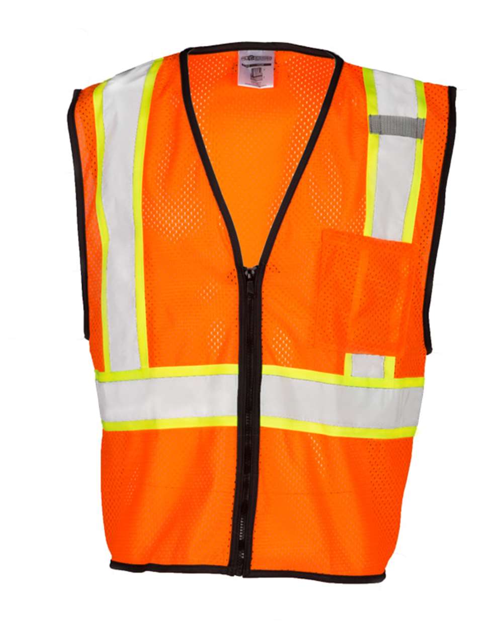 Front View of Orange Chemically Treated Contrast Mesh Vest - FM527-528