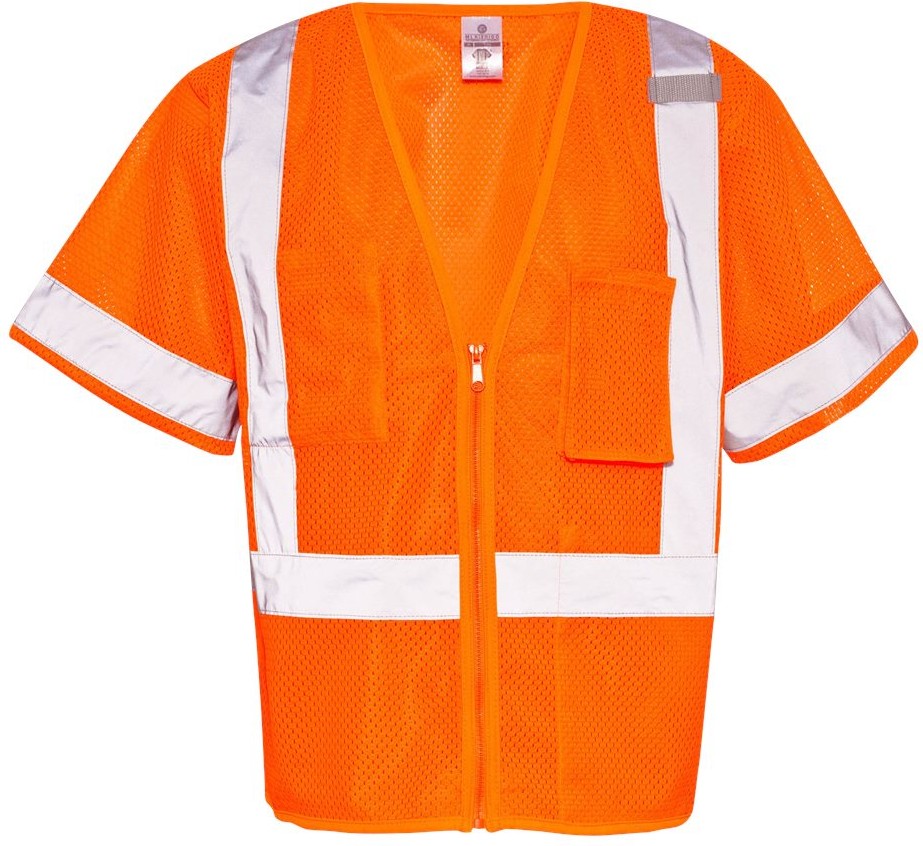 Front View of Orange Class 3 Economy Vest - 1264-1265