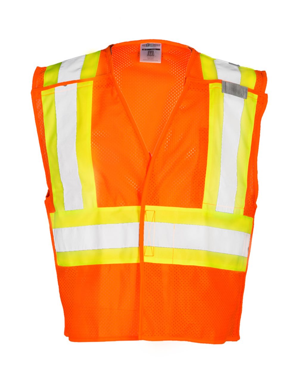 Front View of Orange Contrasting Mesh Breakaway Vest - 1174-1176