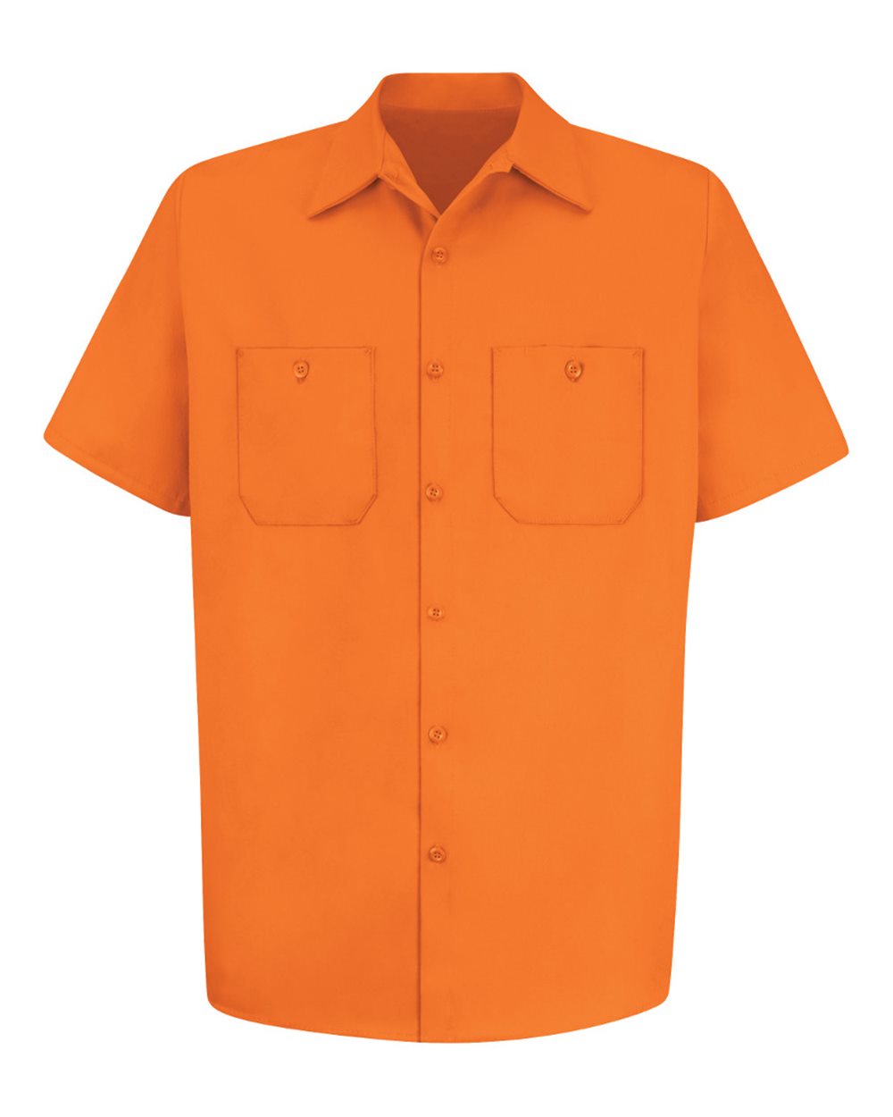 Front View of Orange Cotton Short Sleeve Uniform Shirt - SC40