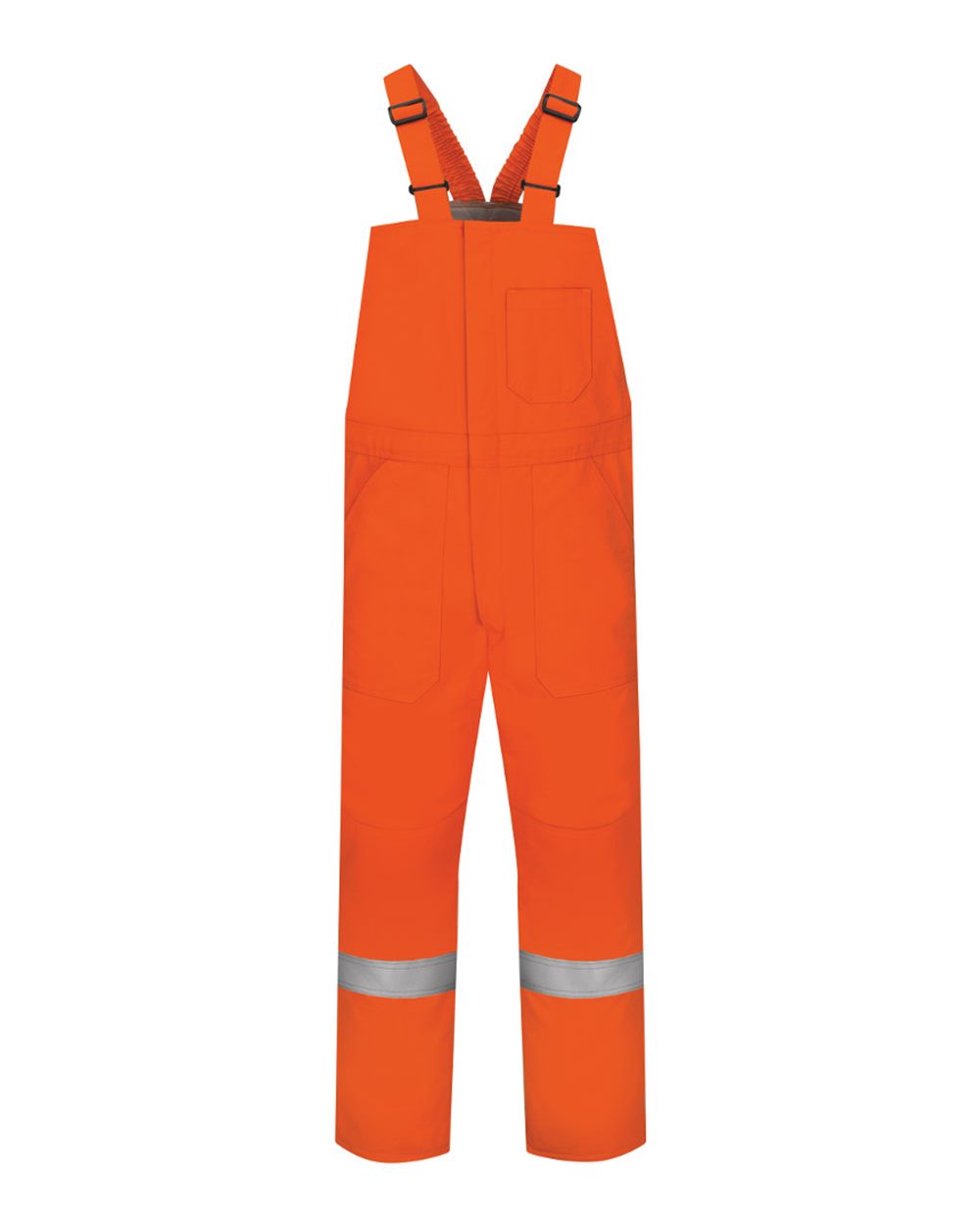 Front View of Orange Deluxe Insulated Bib Overall with Reflective Trim - EXCEL FR® ComforTouch - Tall Sizes - BLCST