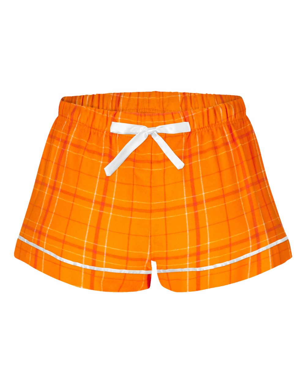 Front View of Orange Field Day Plaid Women's Flannel Shorts - BW6501