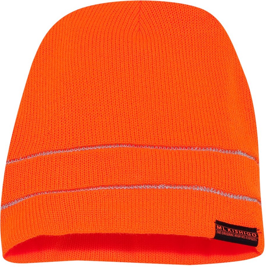 Front View of Orange High Viz Reflective Beanie - 2826-2827
