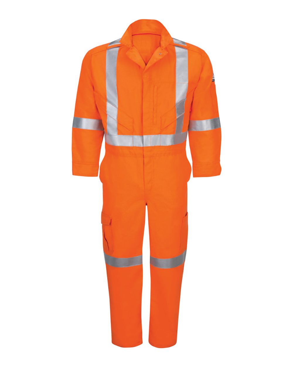 Front View of Orange iQ Series® Endurance Premium Coverall with CSA Compliant Reflective Trim - QC12