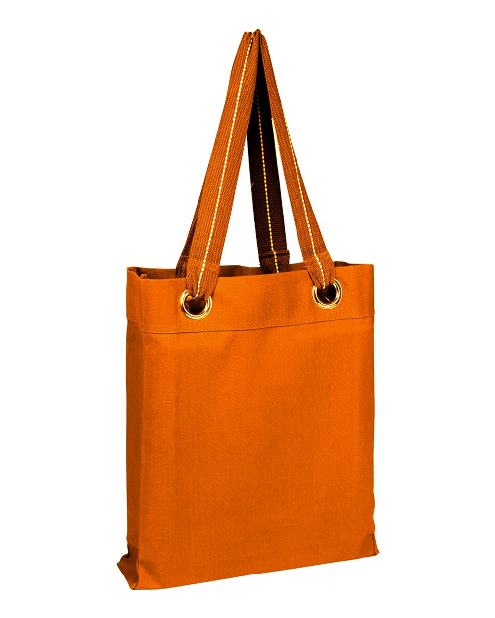 Front View of Orange Large Grommet Tote - Q1630