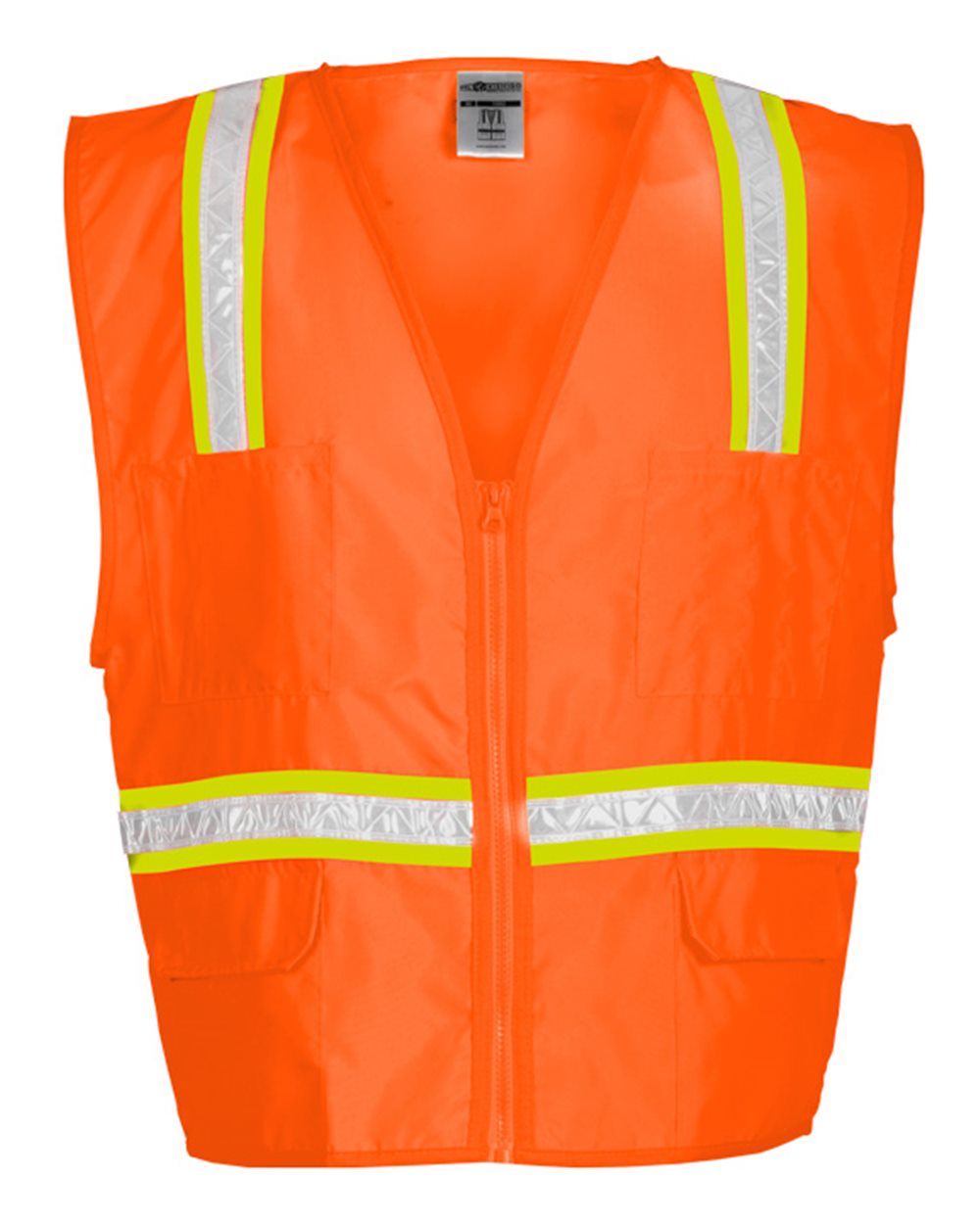 Front View of Orange Multi-Pocket Surveyors Vest - 1091