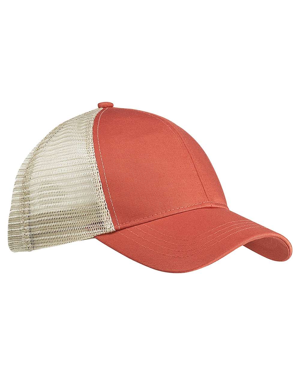 Front View of Orange Poppy/ Oyster Eco Trucker Cap - EC7070