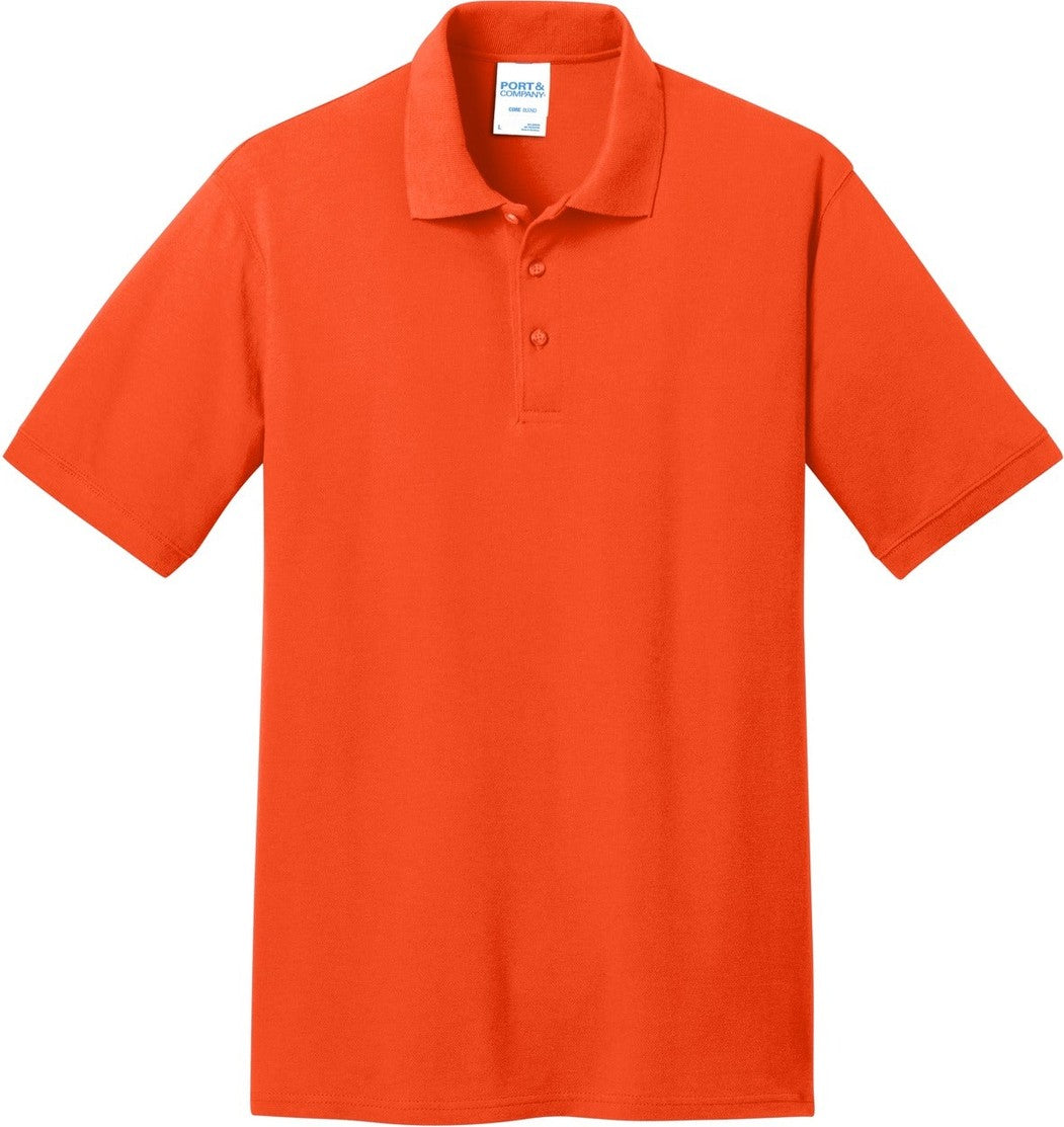 Front View of Orange Port & Co Core Blend Pique Polo. KP155