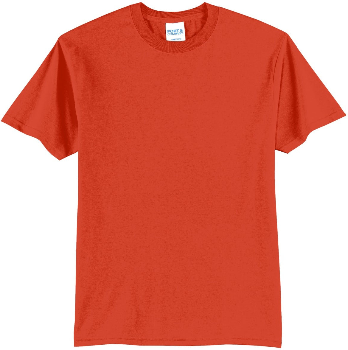 Front View of Orange Port & Co Core Blend Tee. PC55