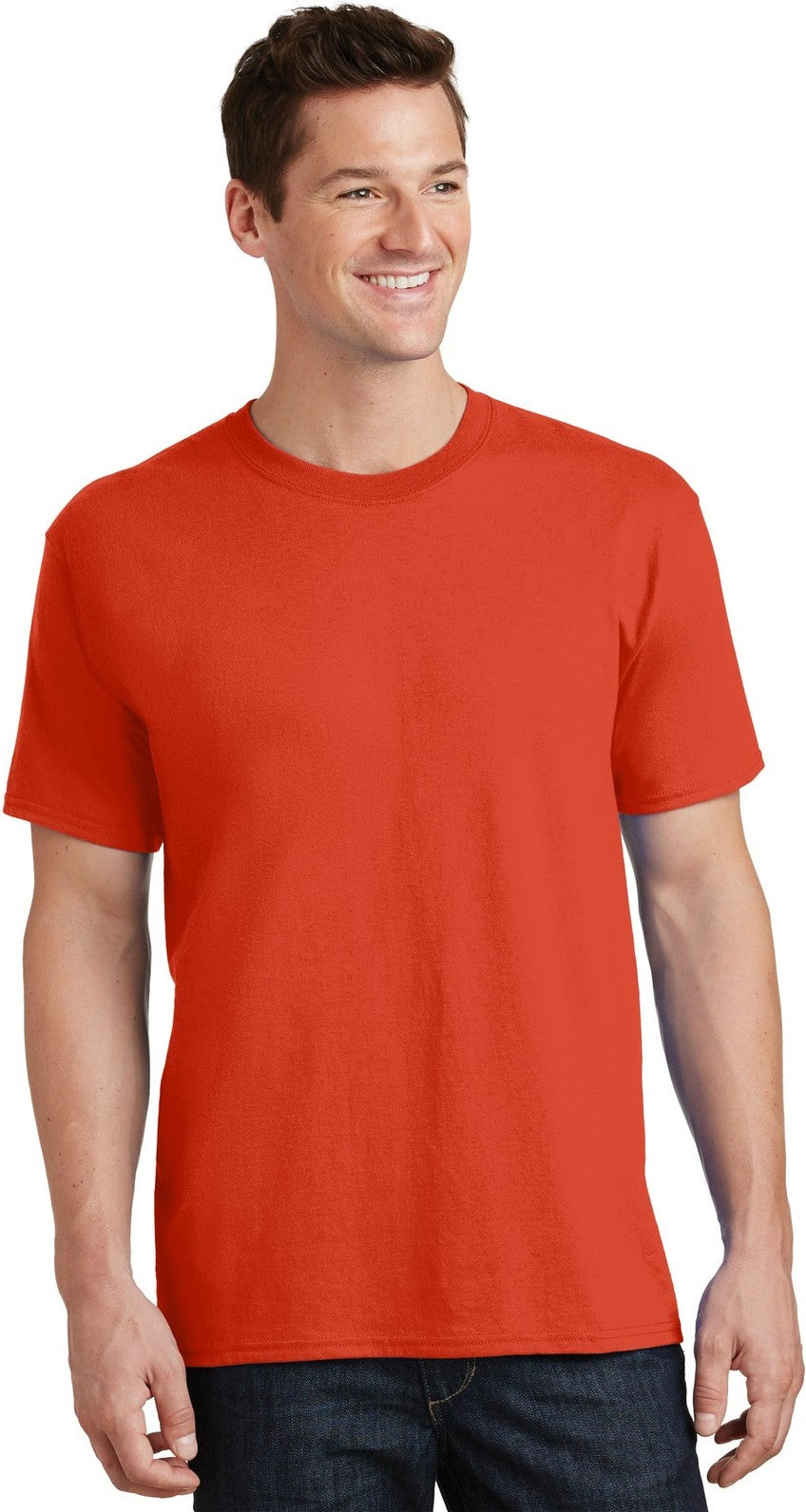 Front View of Orange Port & Co Tall Core Cotton Tee PC54T
