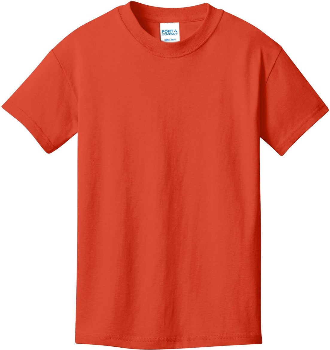 Front View of Orange Port & Co Youth Core Cotton Tee. PC54Y