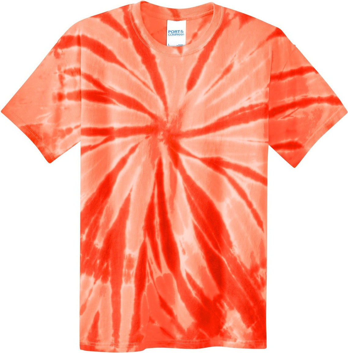 Front View of Orange Port & Co Youth Tie-Dye Tee. PC147Y