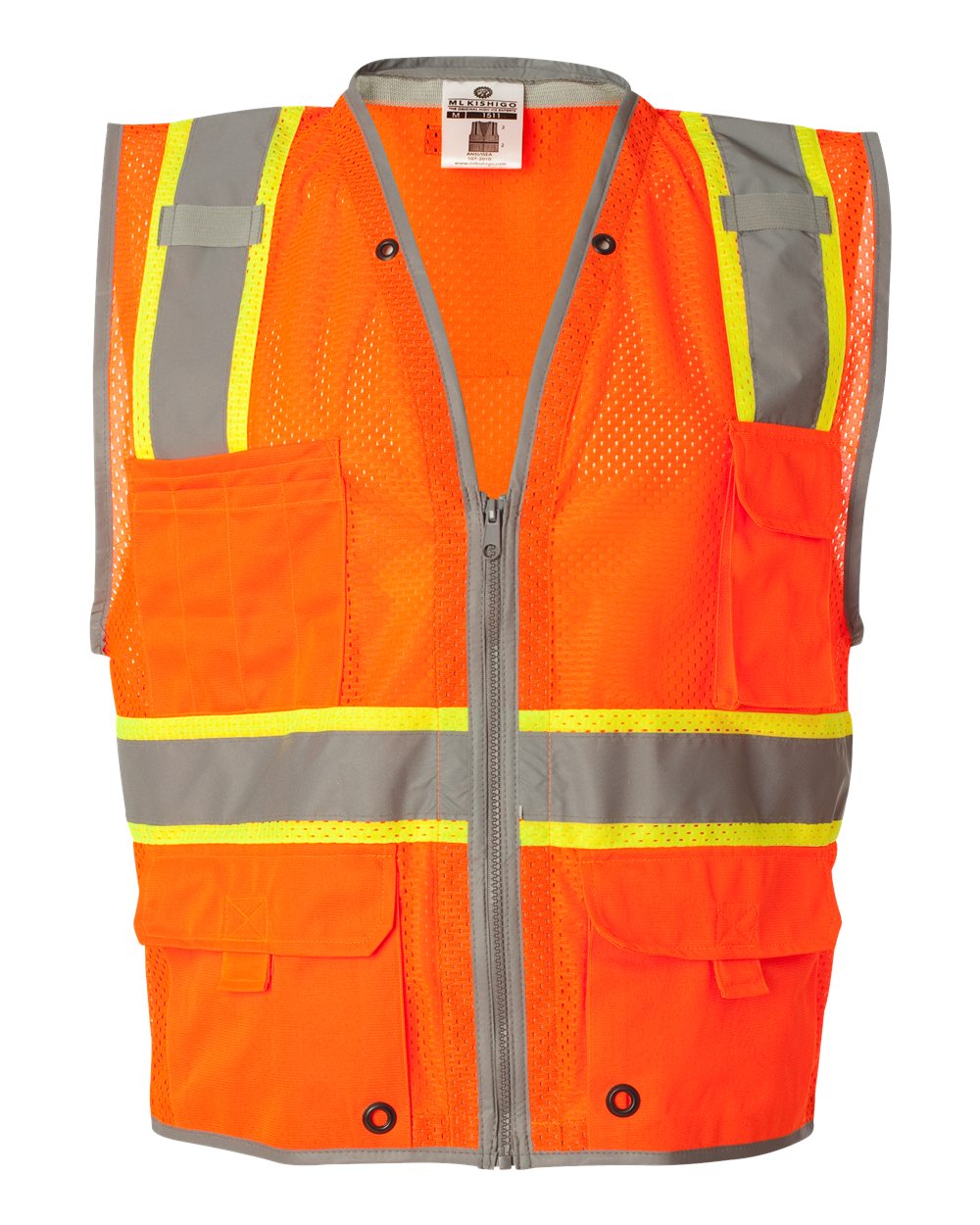 Front View of Orange Premium Brilliant Series® Heavy-Duty Class 2 Vest - 1510-1511