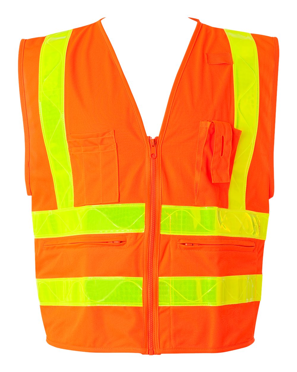 Front View of Orange Prismatic Hydrowick-Lite Multi Zipper Vest - 1197-1198
