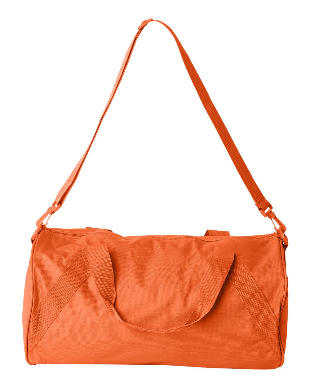 Front View of Orange Recycled 18” Small Duffel Bag - 8805