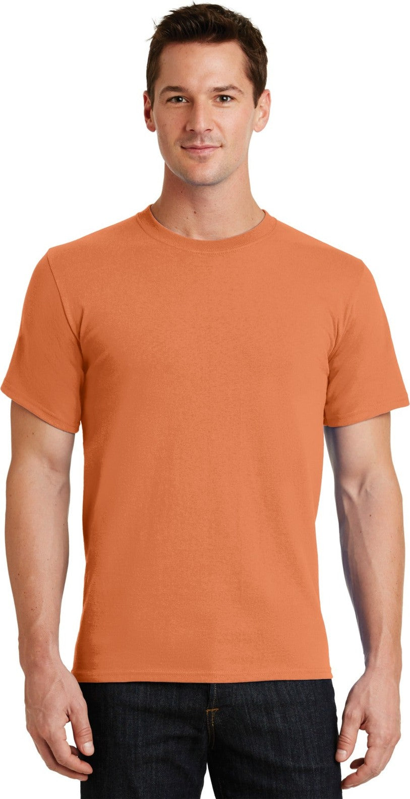 Front View of Orange Sherbet Port & Co Essential Tee. PC61