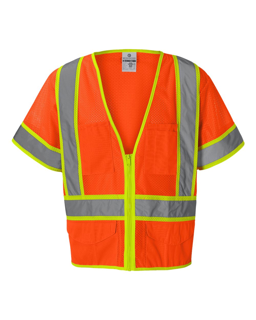 Front View of Orange Ultra-Cool™ Six-Pocket Mesh Surveyor’s Vest - 1242-1243