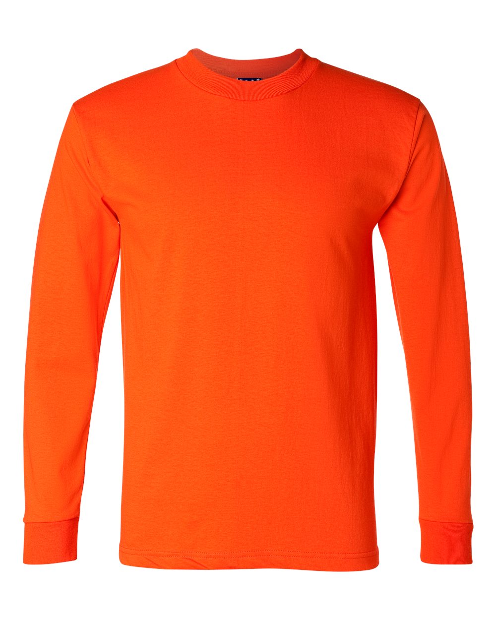 Front View of Orange Union-Made Long Sleeve T-Shirt - 2955