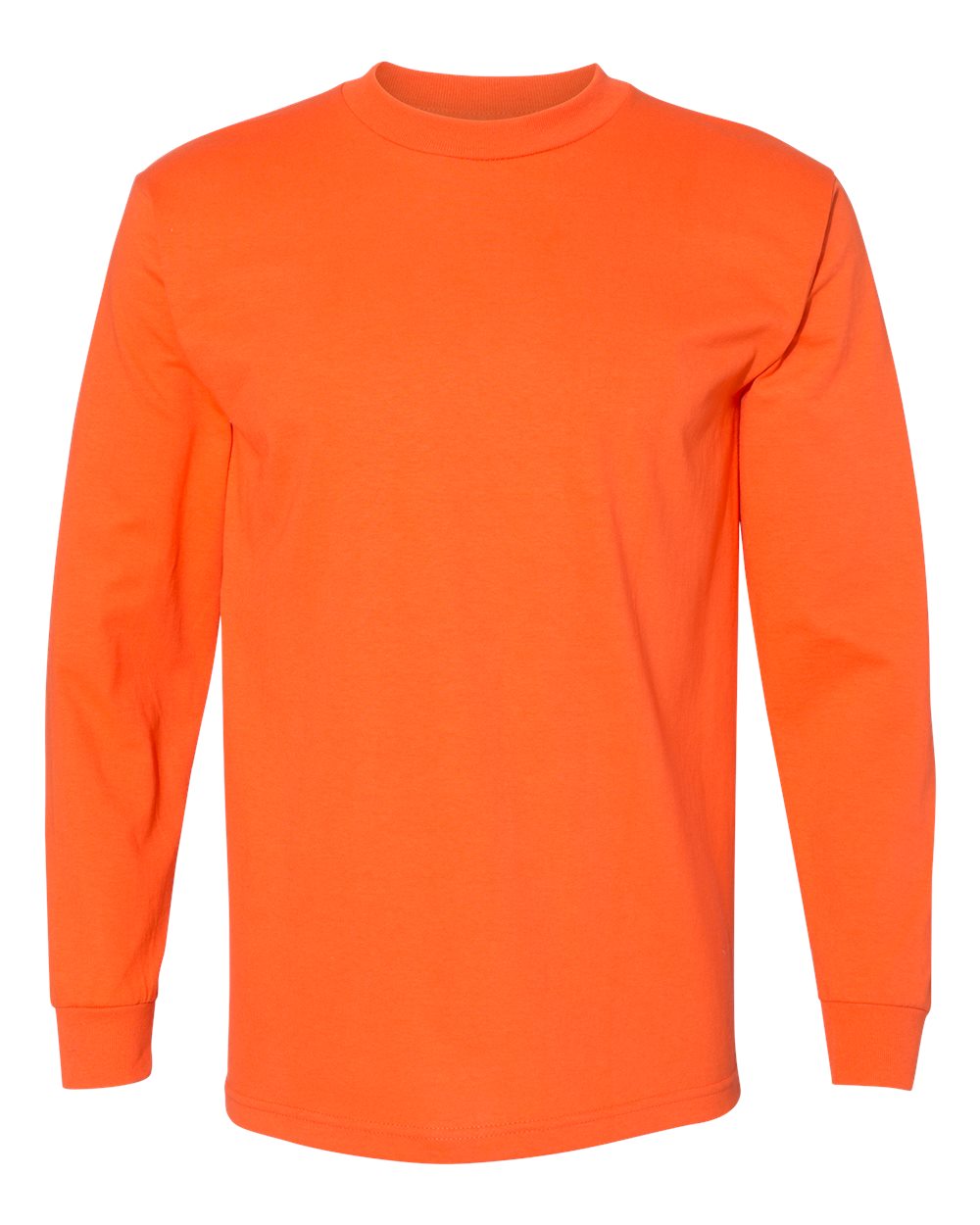 Front View of Orange USA-Made Long Sleeve T-Shirt - 6100