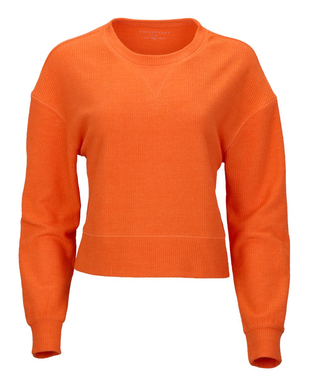 Front View of Orange Women's Cropped Boxy Long Sleeve T-Shirt - BW5102