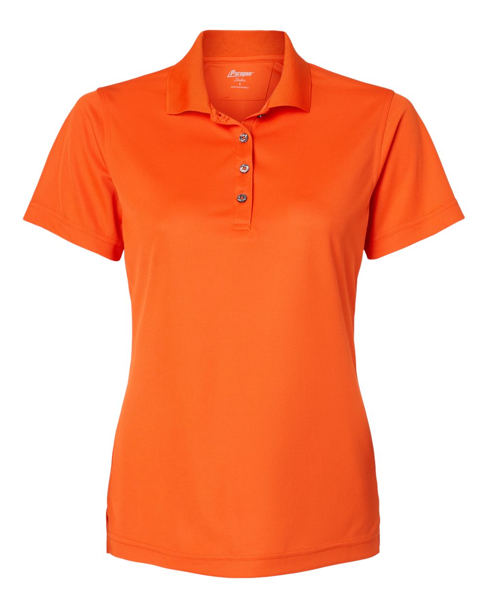 Front View of Orange Women's Saratoga Performance Mini Mesh Polo - 104