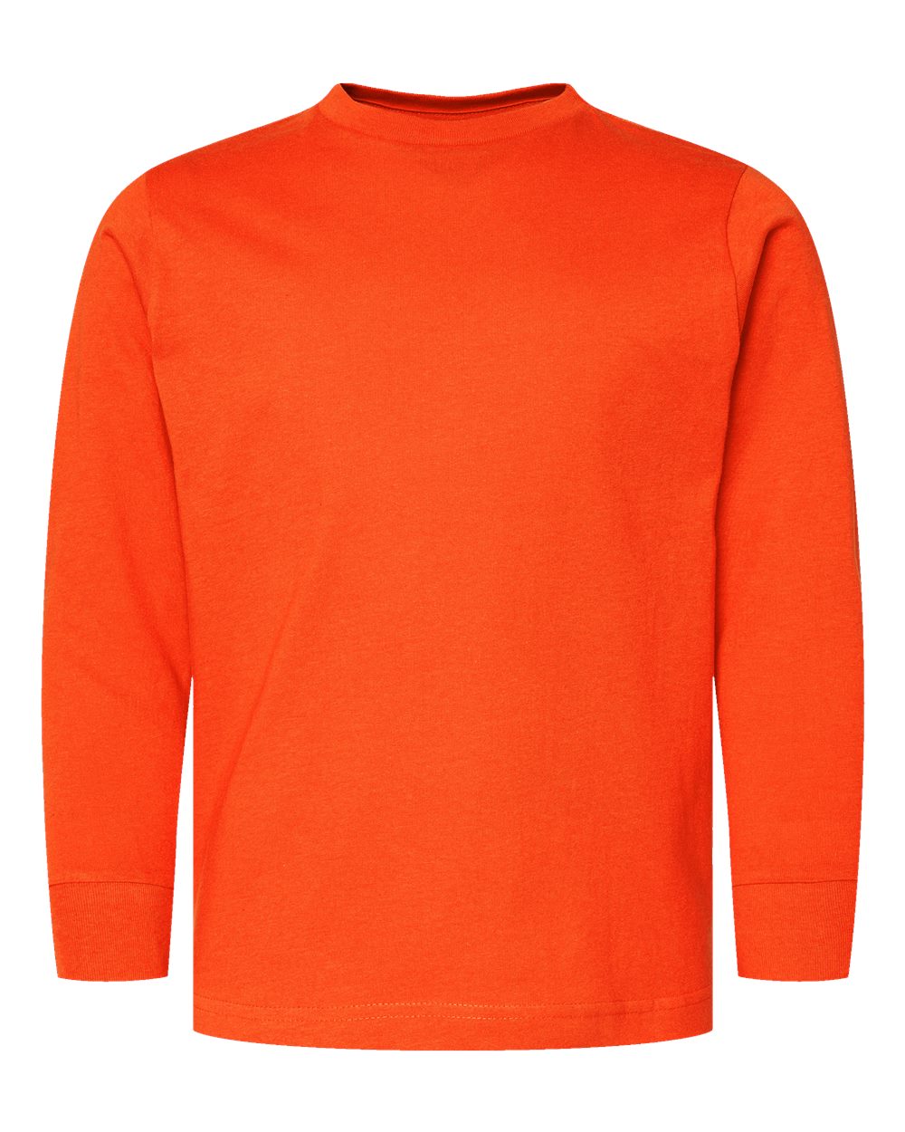 Front View of Orange Youth Fine Jersey Long Sleeve Tee - 6201