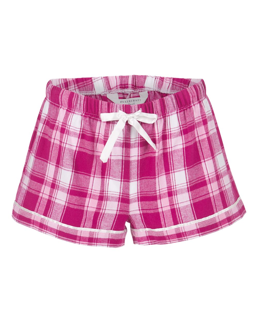 Front View of Orchid Sophia Plaid Women's Flannel Shorts - BW6501