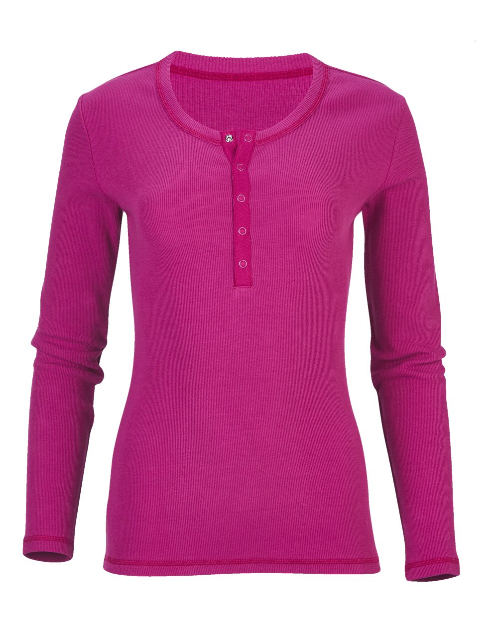 Front View of Orchid Women's Harper Long Sleeve Henley - BW2402