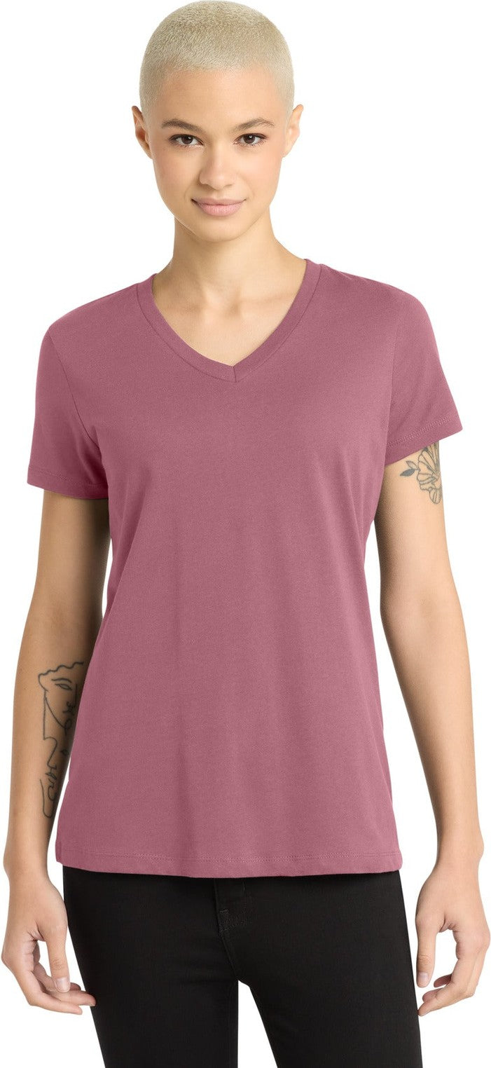 Front View of OrchidHaze District - Women's Perfect Weight V-Neck Tee. DM1170L