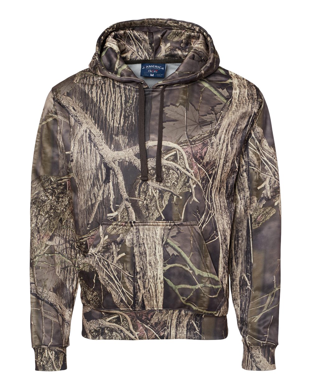 Front View of Outdoor Camo Polyester Tailgate Hooded Sweatshirt - 8615