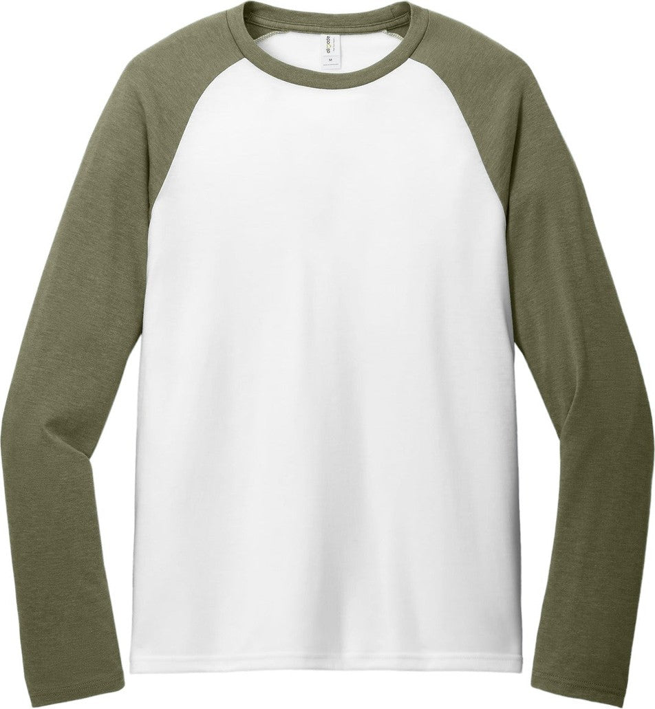 Front View of OvUGn/BtW Allmade Unisex Tri-Blend Long Sleeve Colorblock Raglan AL6009