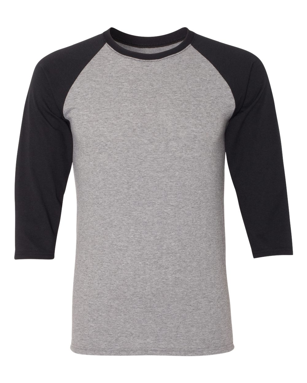 Front View of Oxford/ Black Triblend Three-Quarter Raglan Baseball T-Shirt - 601RR