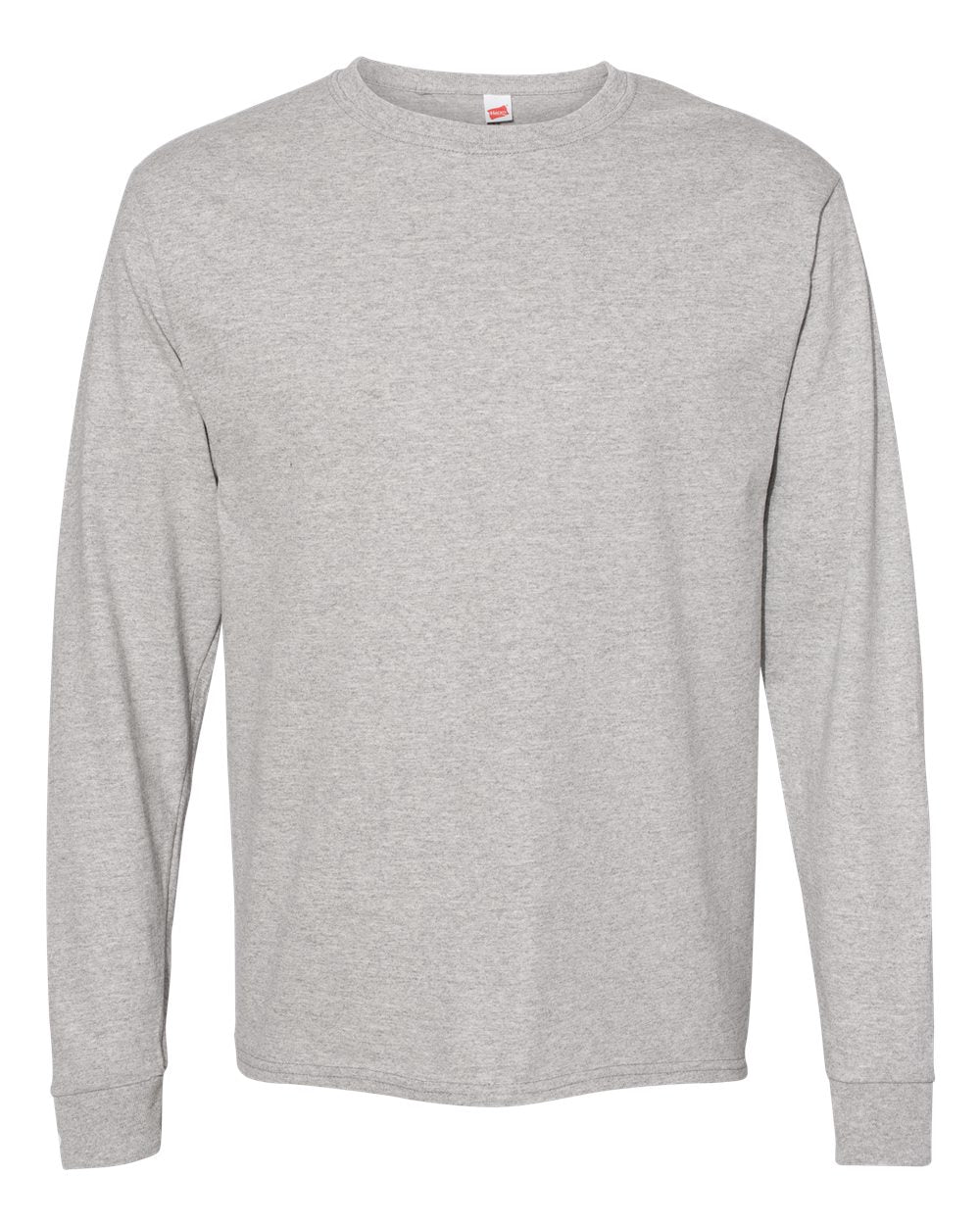 Front View of Oxford Grey Essential-T Long Sleeve T-Shirt - 5286