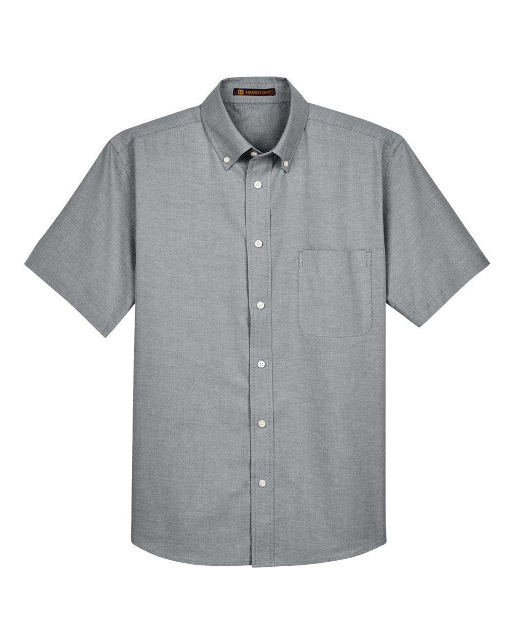 Front View of Oxford Grey Men's Oxford Short Sleeve with Stain-Release - M600S