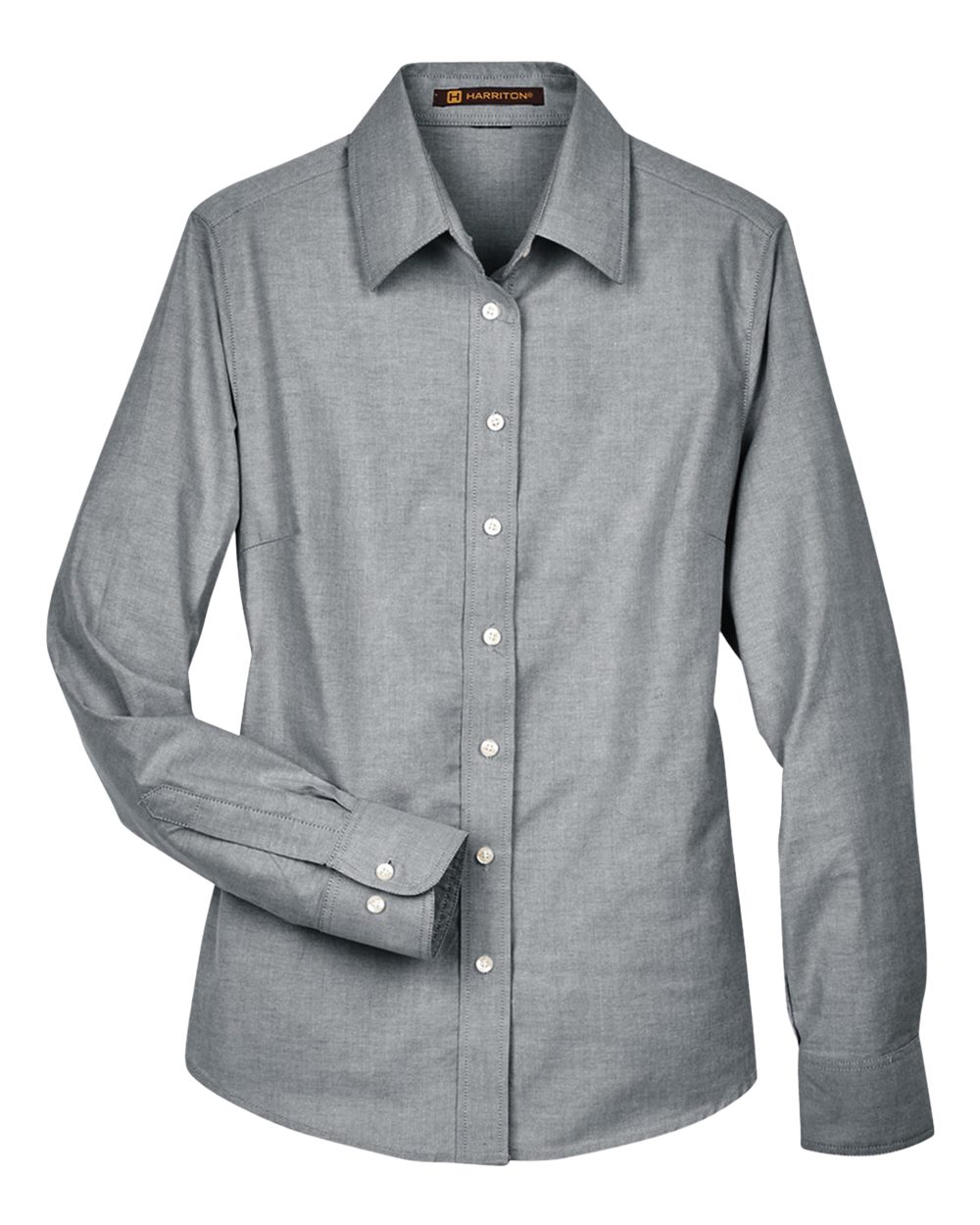 Front View of Oxford Grey Women&#39;s Long Sleeve Oxford Dress Shirt - M600W