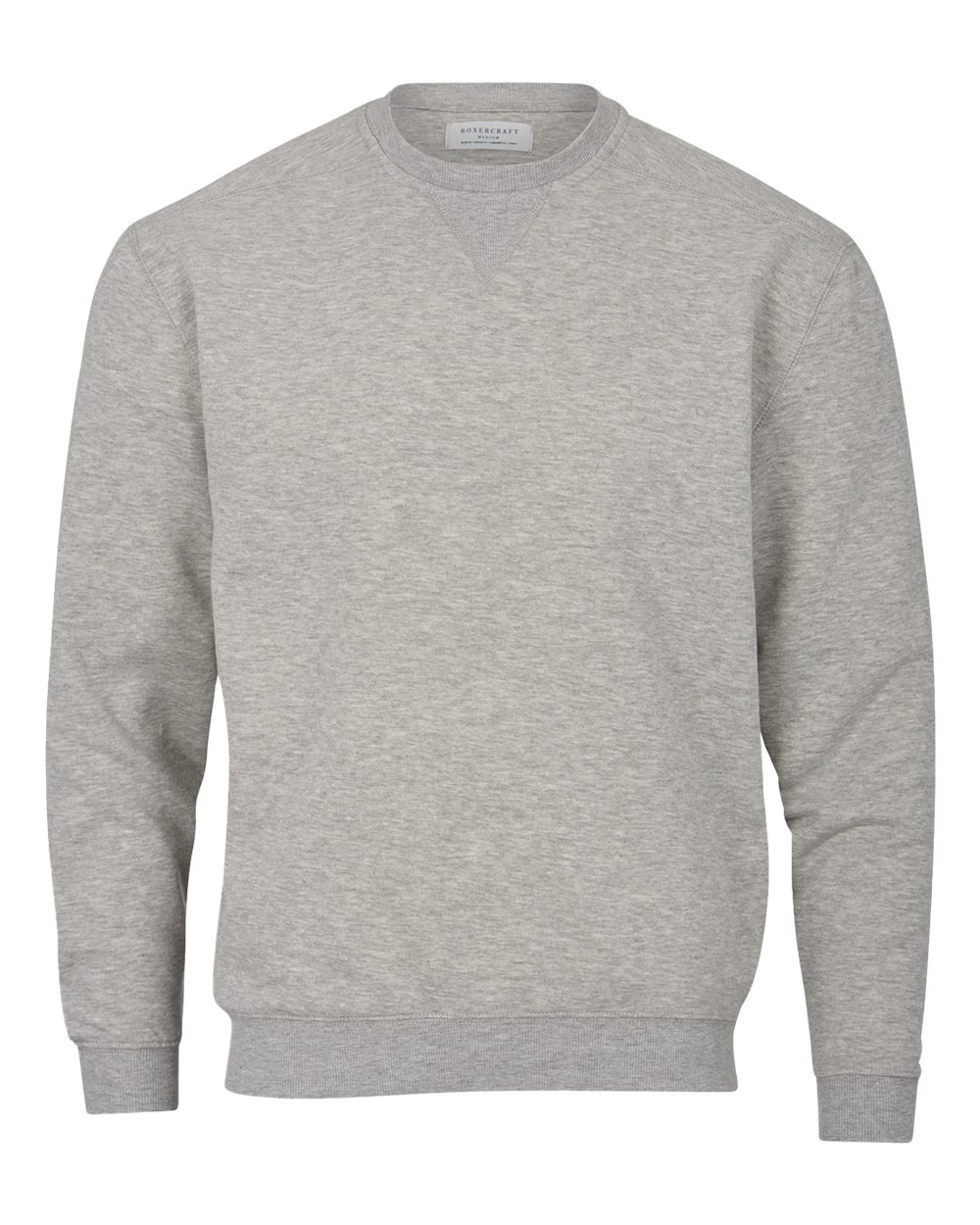 Front View of Oxford Heather Fleece Crew Pullover - BM5101