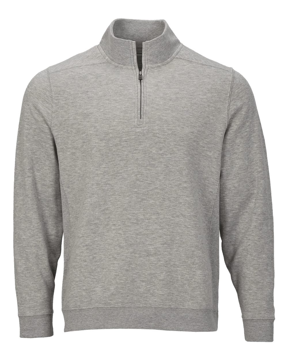 Front View of Oxford Heather Fleece Quarter-Zip Pullover - BM5202