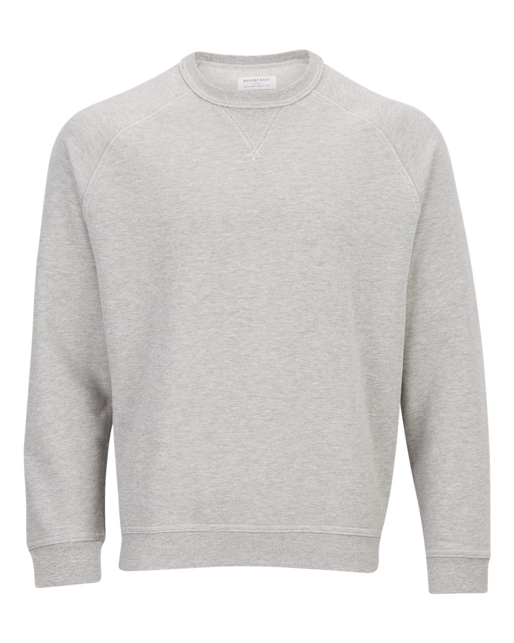 Front View of Oxford Heather French Terry Crew Pullover - BM5104