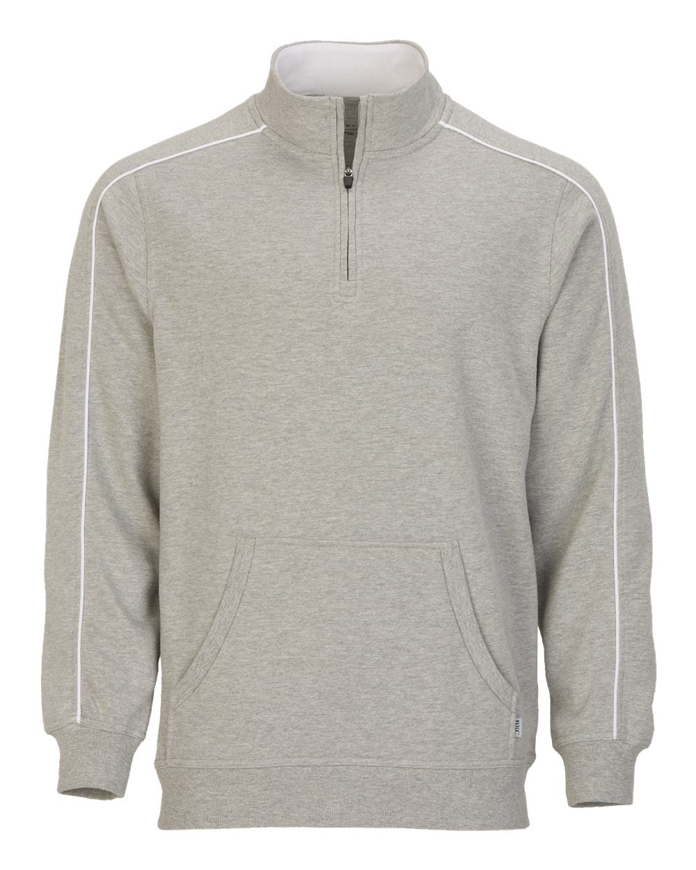Front View of Oxford Heather French Terry Quarter-Zip Pullover - BM5204