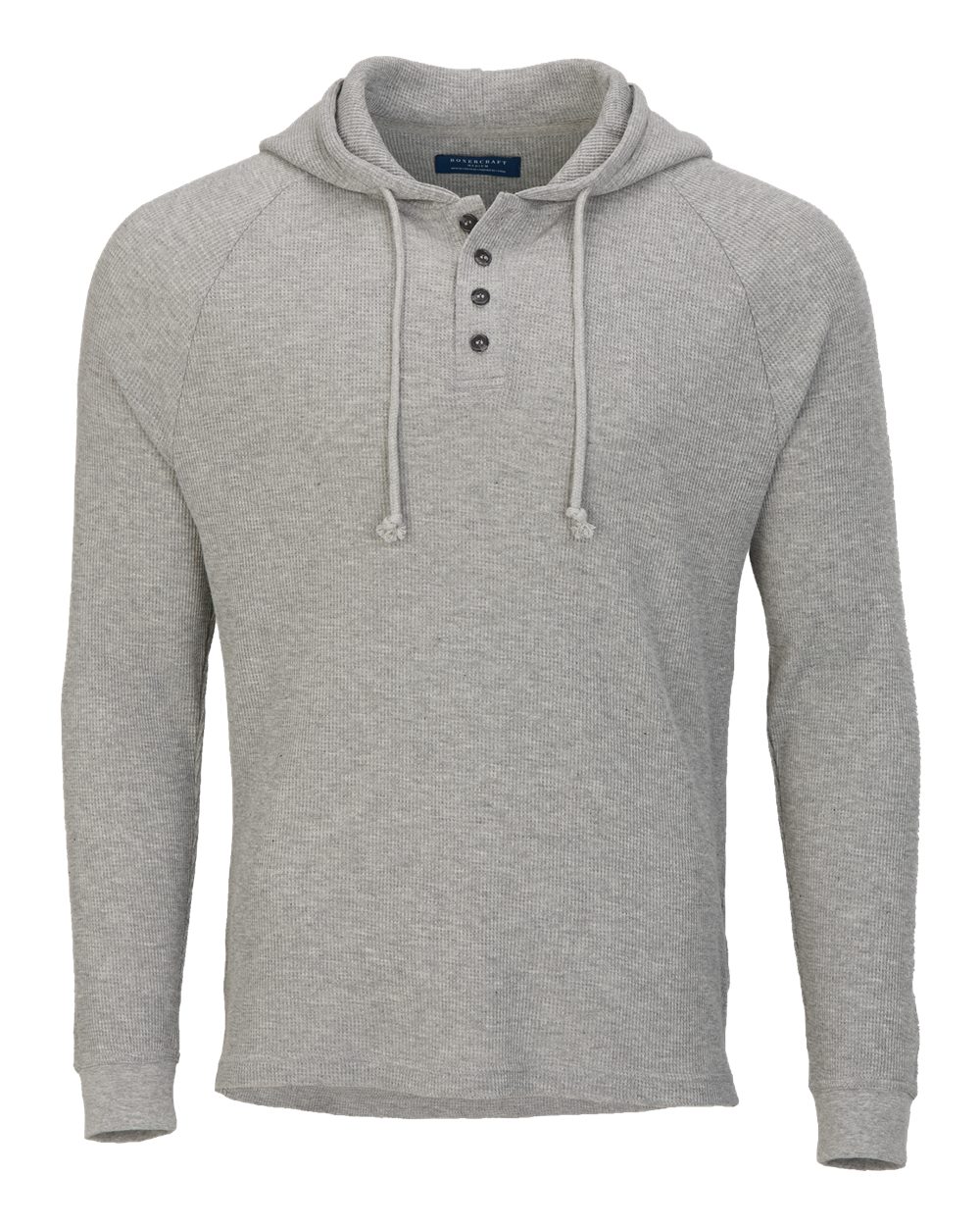 Front View of Oxford Heather Unisex Waffle Knit Pullover Hooded Long Sleeve T-Shirt - BM3702
