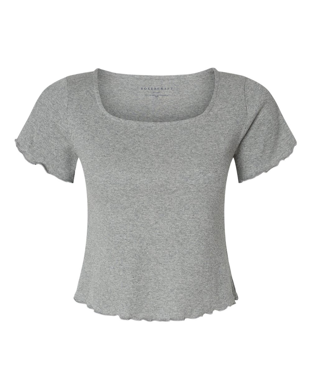 Front View of Oxford Heather Women's Baby Rib T-Shirt - BW2403