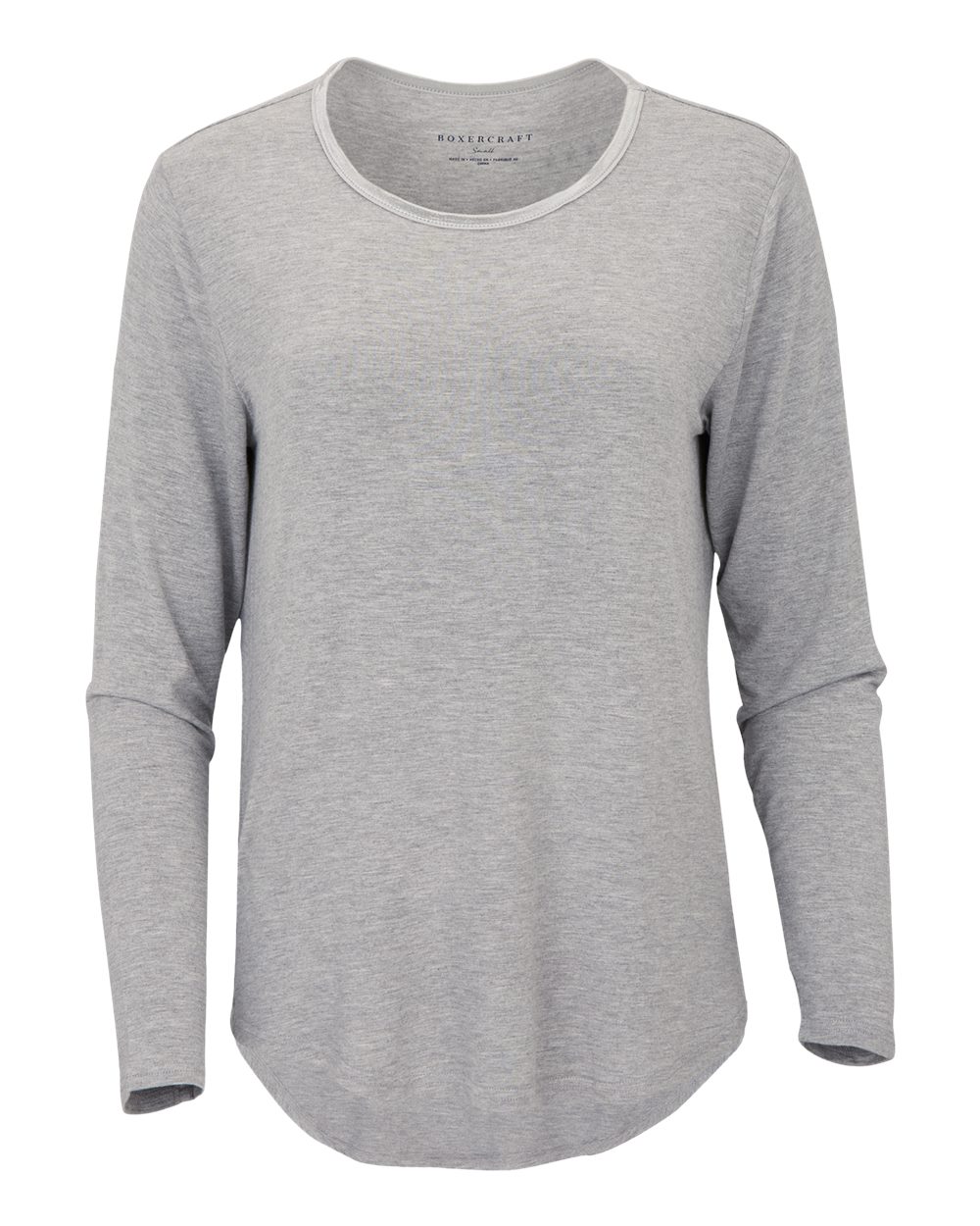 Front View of Oxford Heather Women&#39;s Bamboo Long Sleeve T-Shirt - BW3102