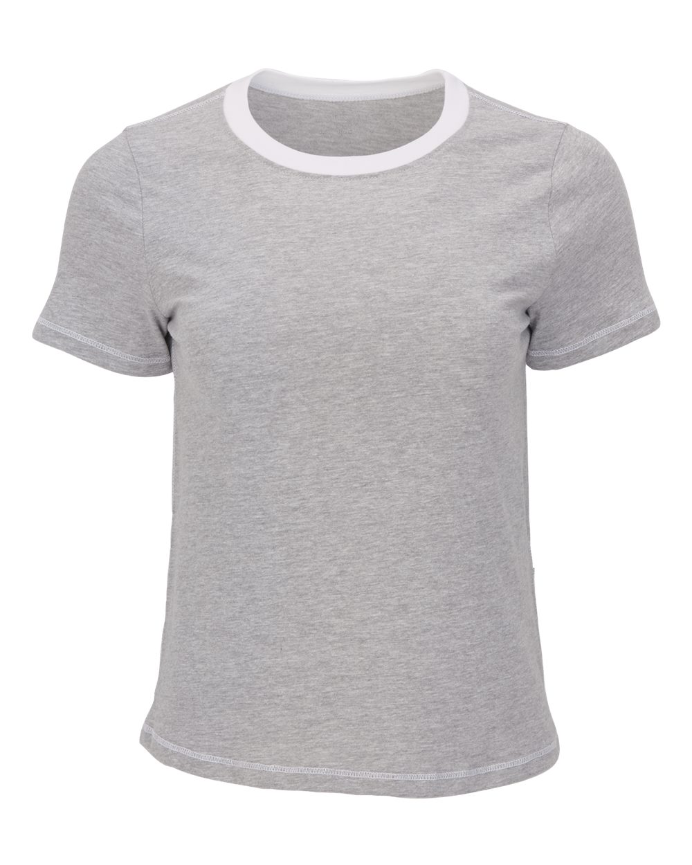 Front View of Oxford Heather Women's Contrast Stitch Baby Tee - BW2106