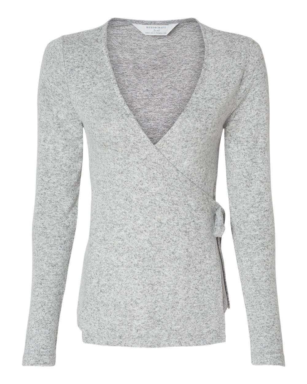 Front View of Oxford Heather Women's Cuddle Wrap Top - BW1301