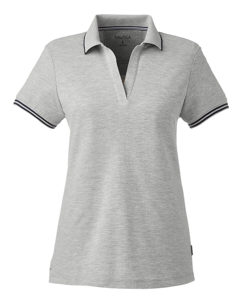 Front View of Oxford Heather Women's Deck Polo - N17168